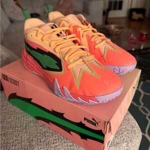 Puma Kids Orange & Green Low-Top Sneakers